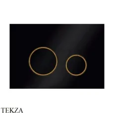 VECONI ROUND DESIGN Смывная клавиша для унитаза VFRD004BL, черный матовый, кайма золото