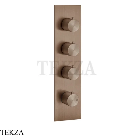 Gessi 316 WELLNESS Термостат 3 выхода на планке, внешняя часть 54516-708, Copper Brushed PVD