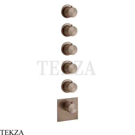 Gessi 316 WELLNESS Термостат 5 выходов, внешняя часть 54510-708, Copper Brushed PVD