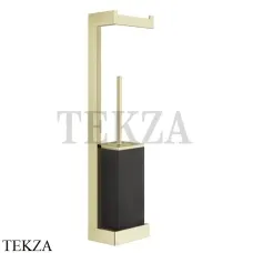 Gessi Rettangolo Стойка настенная с бумагодержателем и ершиком, черный 20868-710, Brass PVD