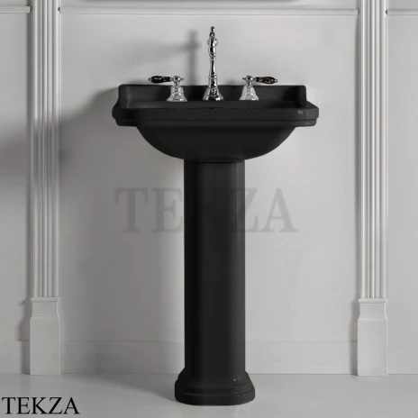 Kerasan Waldorf Раковина на1 отв., с пьедесталом, керамическая, 4140K4 nero/cr *1, чёрный глянец-хром