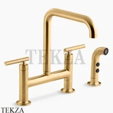 Kohler PURIST Смеситель для кухни с отдельным душем K-7548-4-2MB, яркое матовое золото