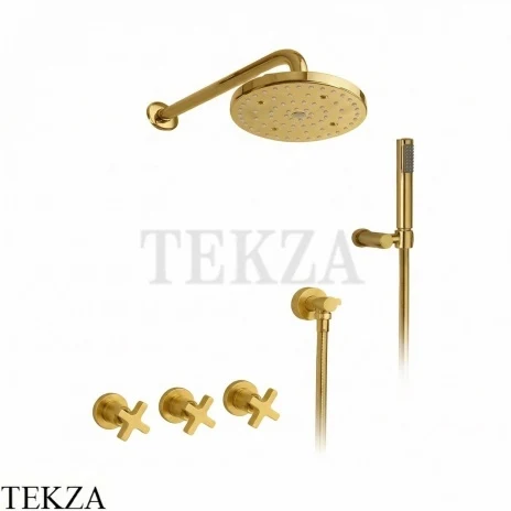 Nicolazzi Monte Croce Душевой комплект, смеситель, верхний душ, ручной душ 2233EXTSG27, Satin Gold
