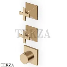 Zucchetti Bellagio Термостат для душа, 2 выхода, внешняя часть ZB1802.P31, brushed british gold PVD