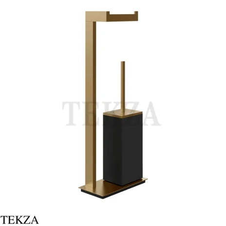 Gessi Rettangolo Стойка напольная с бумагодержателем и ершиком, черный 20934-791, Deep Bronze Brushed PVD