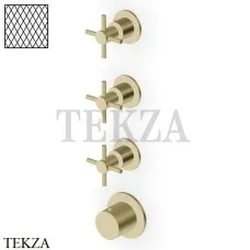 Zucchetti Helm Diagonal Термостат для душа на 3 потока, внешняя часть ZHM803.XP31G3, brushed british gold PVD