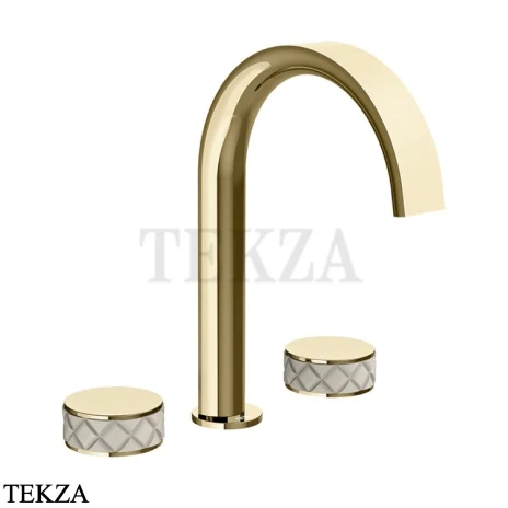Gessi Pelle Tresse Смеситель для раковины на 3 отв., без гарнитура 78213-434, Crème/ Brass PVD