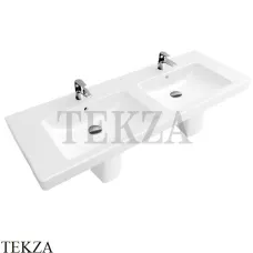 Villeroy & Boch SUBWAY 2.0 Раковина двойная 130х47 для установки на тумбу 7175D001, белый глянец