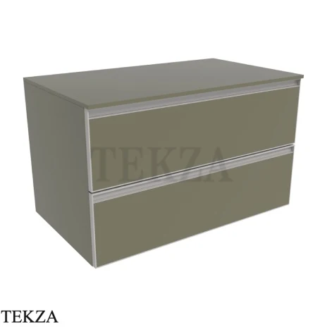 Flaminia Cubika тумба под раковину подвесная 85×50×50 см, 2 ящика, зелёный Verde Palude матовый