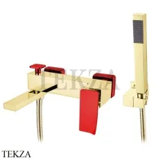 Boheme Q.2 Смеситель для ванны настенный, с гарнитуром 143-GR.2, Золото-красный