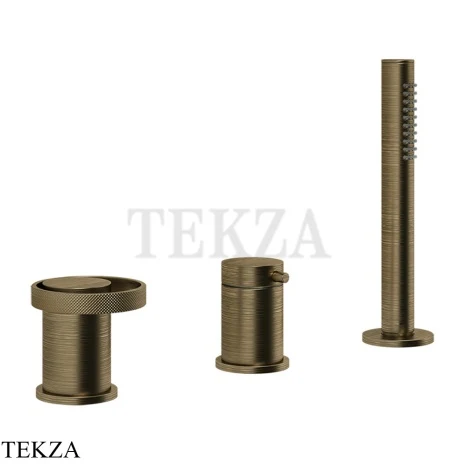 Gessi ANELLO Смеситель на борт ванны без излива, с гарнитуром 63347-713, Antique Brass