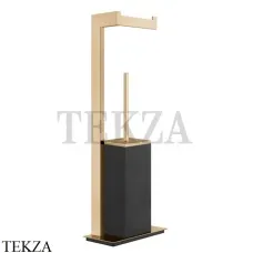 Gessi Rettangolo Стойка напольная с бумагодержателем и ершиком, черный 20934-735, Warm Bronze PVD