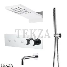 Boheme FUSION Termo Термостат для душа, 3 потока, излив, верхний душ, гарнитур 131-2-CR, Хром глянец Boheme FUSION Termo Термостат для душа, 3 потока, излив, верхний душ, гарнитур 131-2-CR, Хром глянец