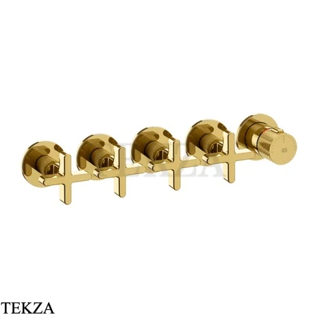 Gessi INCISO SHOWER Термостатический смеситель, 4 потока, внешняя часть 58438-246, Gold PVD