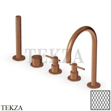 Zucchetti Helm Diagonal Смеситель на борт ванны с гарнитуром ZHL511.XP91G3, brushed copper PVD