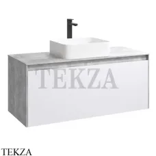 Aqwella MOBI Тумба подвесная с двумя ящиками 120 см MOB0112BS, бетон светлый/белый