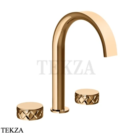 Gessi Pelle Tresse Смеситель для раковины на 3 отв., без гарнитура 78013-735, Warm Bronze PVD