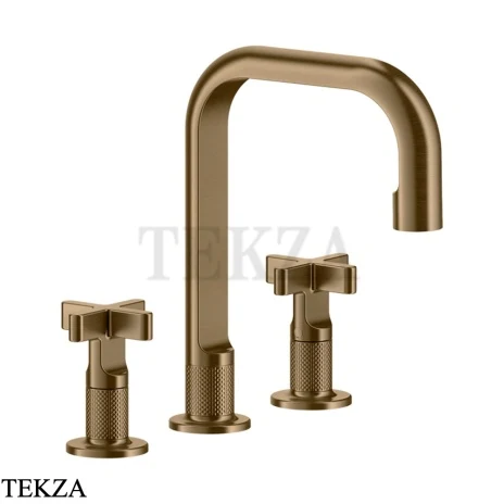 Gessi INCISO+ Смеситель для раковины 3 отверстия, средний, с донным клапаном 58113-791, Deep Bronze Br. PVD