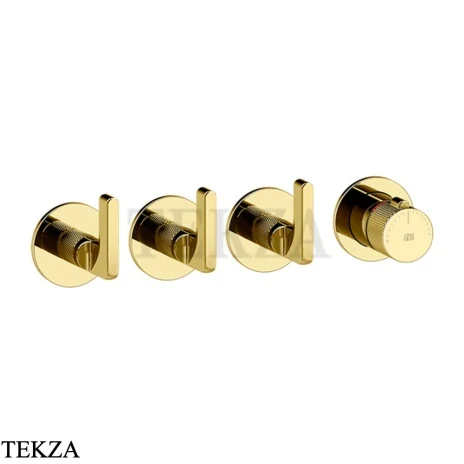 Gessi INCISO SHOWER Термостатический смеситель, 3 потока, внешняя часть 58336-246, Gold PVD