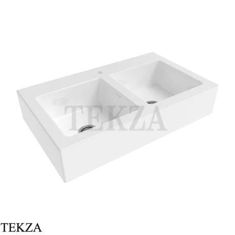 Flaminia Acquafood Кухонная мойка накладная 100x60, две чаши, 5051AF, белый глянец