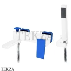 Boheme Q.2 Смеситель для ванны настенный, с гарнитуром 143-WUW.2, Белый-синий