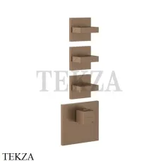 Gessi Rettangolo WELLNESS Термостат 3 выхода, внешняя часть 43216-708, Copper Brushed Gessi Rettangolo WELLNESS Термостат 3 выхода, внешняя часть 43216-708, Copper Brushed