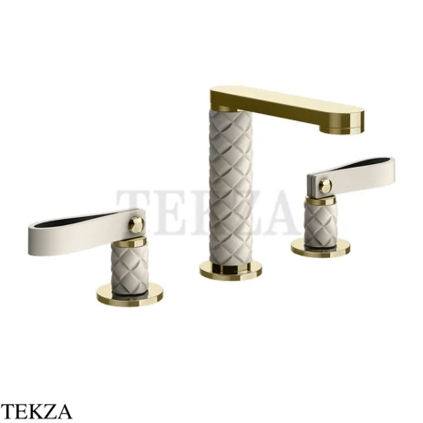 Gessi Pelle Laccetto Смеситель для раковины на 3 отв., без гарнитура, 78414-434, Crème/Brass PVD
