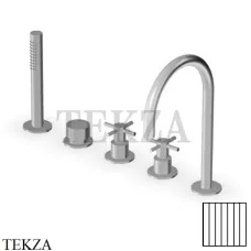 Zucchetti Helm Vertical Смеситель на борт ванны с гарнитуром ZHM511.XG2, brushed stainless steel