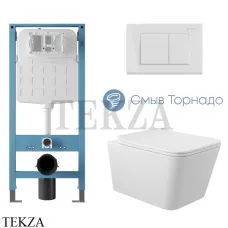 Aqueduto MACIO Plus Комплект унитаза торнадо c инсталляцией, кнопка белый глянец AQDS378T, Белый глянец