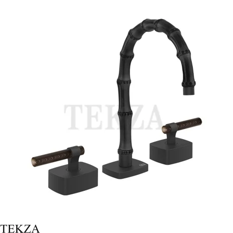 Gessi Jacqueline Смеситель для раковины на 3 отв., без донного клапана 77411-299, черный матовый