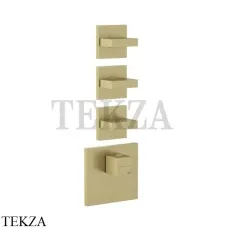 Gessi Rettangolo WELLNESS Термостат 3 выхода, внешняя часть 43216-727, Brushed Brass Gessi Rettangolo WELLNESS Термостат 3 выхода, внешняя часть 43216-727, Brushed Brass