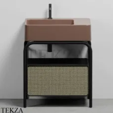 CIELO MARCEL Консоль напольная с ящиком Tinto nero, раковина Ninfea