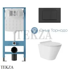 Aqueduto CONE Комплект унитаза торнадо c инсталляцией, кнопка черный матовый AQDS117T, Белый глянец