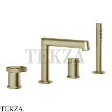 Gessi ANELLO Смеситель на борт ванны с изливом и душевым гарнитуром 63337-727, Brushed Brass