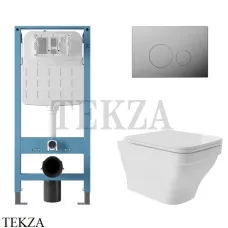 Aqueduto ESTETA Комплект унитаза c инсталляцией, кнопка хром глянец AQDS177, Белый глянец