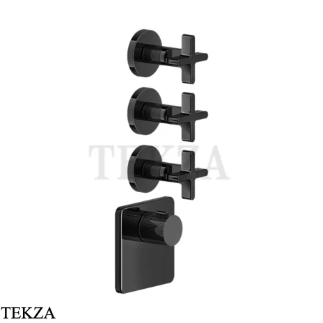 Gessi INCISO WELLNESS Термостат 3 выхода, внешняя часть 58346-706, Black Metal PVD