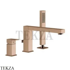 Gessi Rettangolo Смеситель на борт ванны с переключением на душ 20037-030, Copper глянец