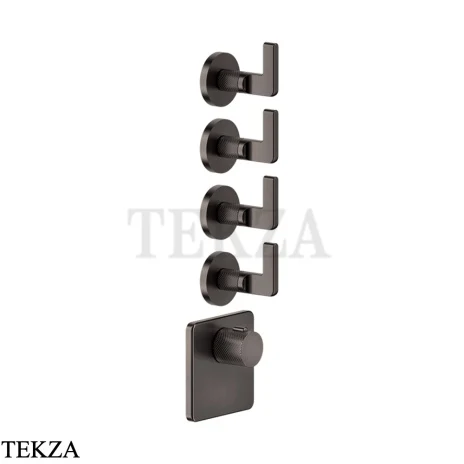 Gessi INCISO WELLNESS Термостат 4 выхода, внешняя часть 58218-707, Black Metal Brushed PVD