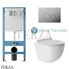 Aqueduto OVO Комплект унитаза торнадо c инсталляцией, кнопка хром глянец AQDS091T Белый глянец