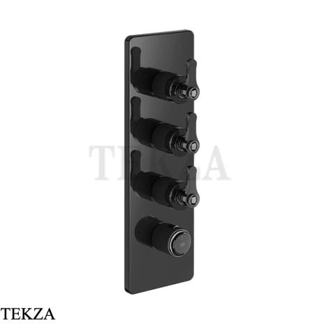 Gessi VENTI20 Термостат для душа, 3 потока, внешняя часть 65204-706, Black Metal PVD