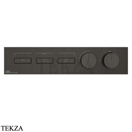 Gessi HI-FI Термостатический смеситель на 3 потока, внешняя часть 63014-707, black хром Brush