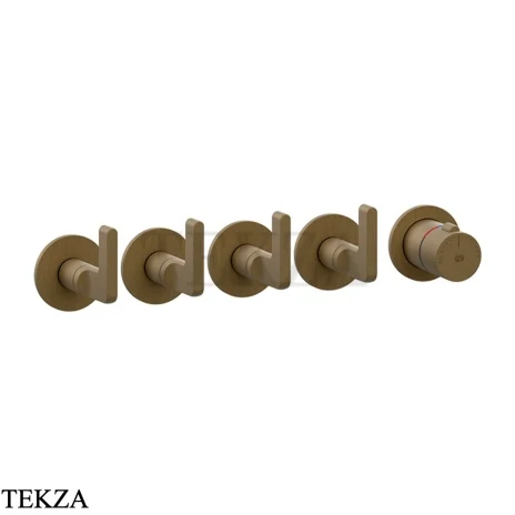 Gessi INCISO SHOWER Термостатический смеситель, 4 потока, внешняя часть 58338-713, Antique Brass