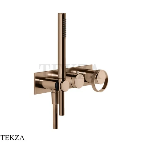 Gessi ANELLO Смеситель для душа 2 потока, с гарнитуром, внешняя часть 63343-030, Copper PVD