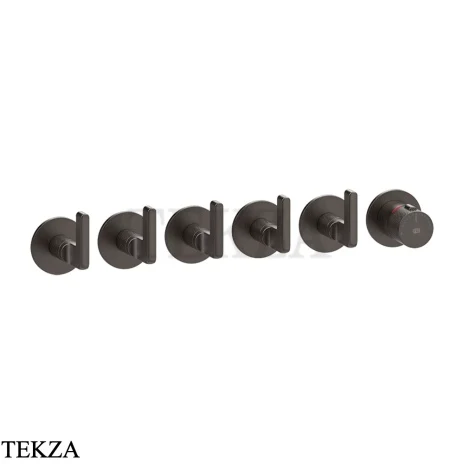 Gessi INCISO SHOWER Термостатический смеситель, 5 потоков, внешняя часть 58340-707, Black Metal Brushed PVD