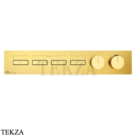 Gessi HI-FI Термостатический смеситель на 4 потока, внешняя часть 63016-246, золото глянец