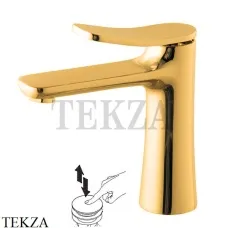 FIMA Carlo Frattini FLO Смеситель для раковины с донным клапаном, F3801OR, золото глянец