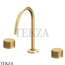 Gattoni MD Смеситель для раковины на 3 отверстия, San Giulio, с донным клапаном MD100/23SG, Gold Satin