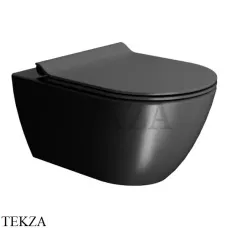GSI PURA 55/F Унитаз подвесной ”Swirlflush” (безободковый) 8815FR226, сиденье микролифт slim, черный матовый