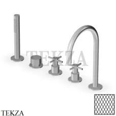 Zucchetti Helm Diagonal Смеситель на борт ванны с гарнитуром ZHM511.XG3, brushed stainless steel