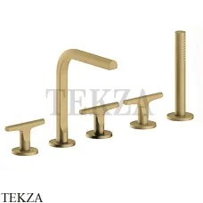 Fantini Sailing Смеситель на борт ванны, с гарнитурой, внешняя часть 67P6J065, Matt British Gold